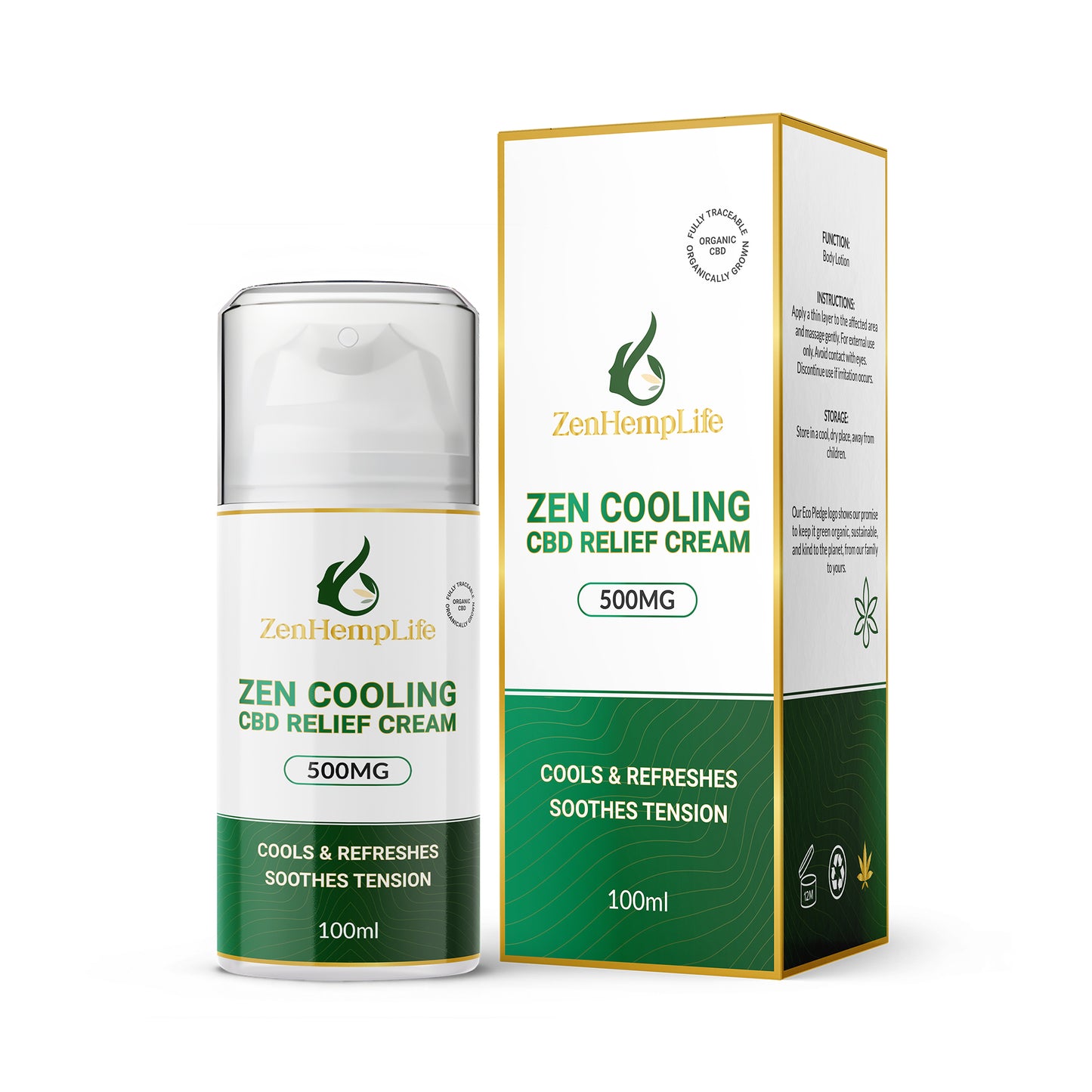 Zen Cooling CBD Relief Cream 500mg – Menthol Muscle Relief