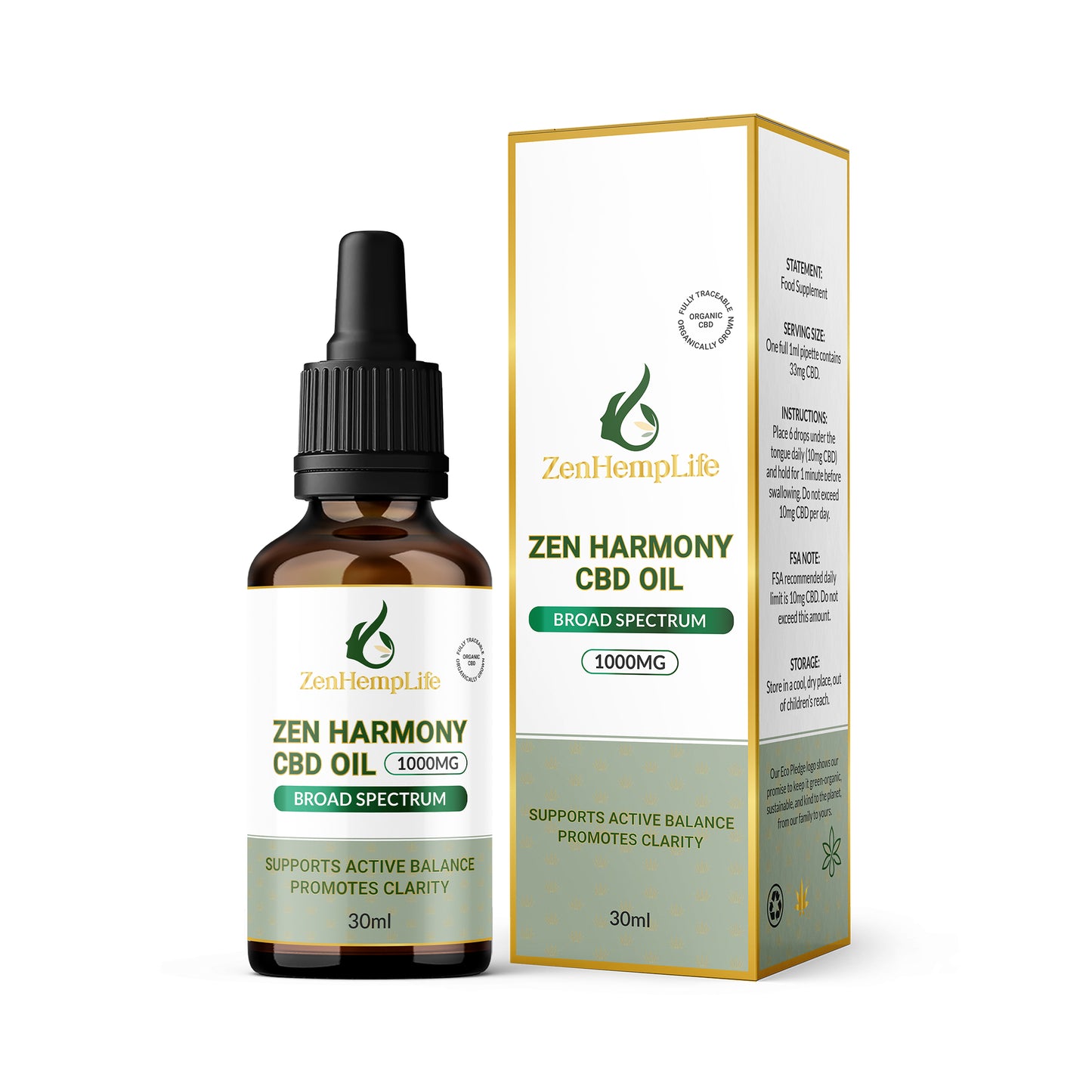 Zen Harmony CBD Oil 1000mg – Broad Spectrum Balance